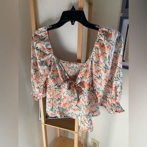 Lush Satin Tie Front Top